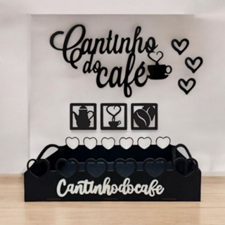 Kit Cantinho do Café Bandeja Coração + Apliques de Parede em MDF Cores em Oferta na Shopee