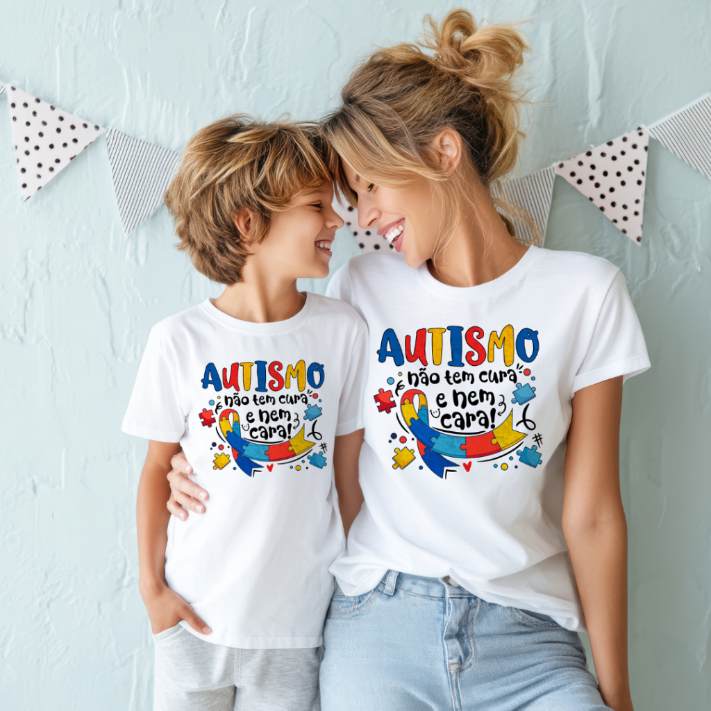 Camiseta Adulto e Infantil Mãe e Filho INDIVIDUAL, Conjunto Mãe e Filho Autismo, Autista, plus size (1 peça) em Oferta na Shopee