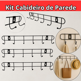 Kit Suportes Cabideiro Ganchos Aramado Metal com 6 Ganchos Cabide de Parede Multiuso em Oferta na Shopee