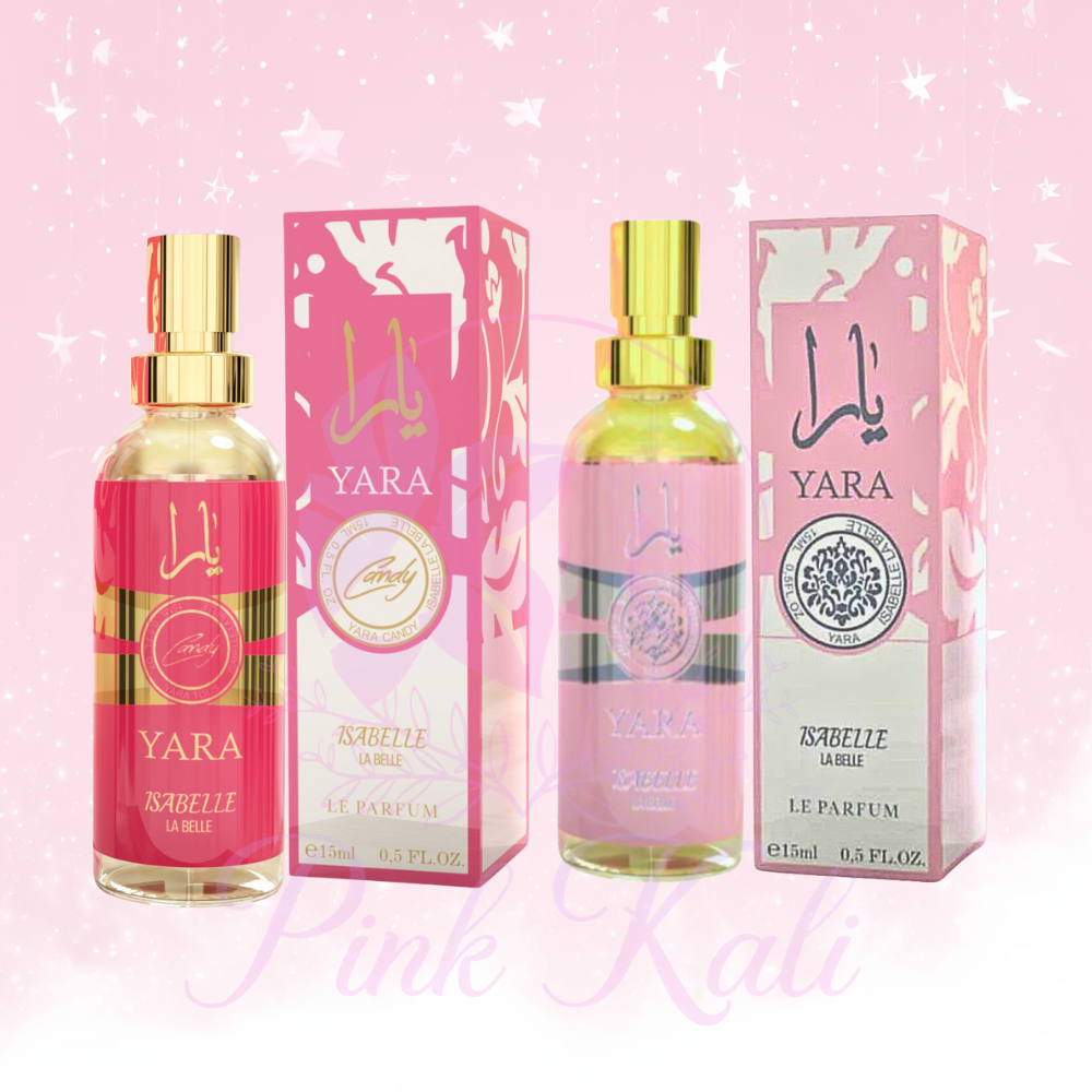 Kit (02 unidades 15ml)Yara Candy 15ml + Yara 15ml Isabelle la Belle Perfume arabe feminino unissex ange