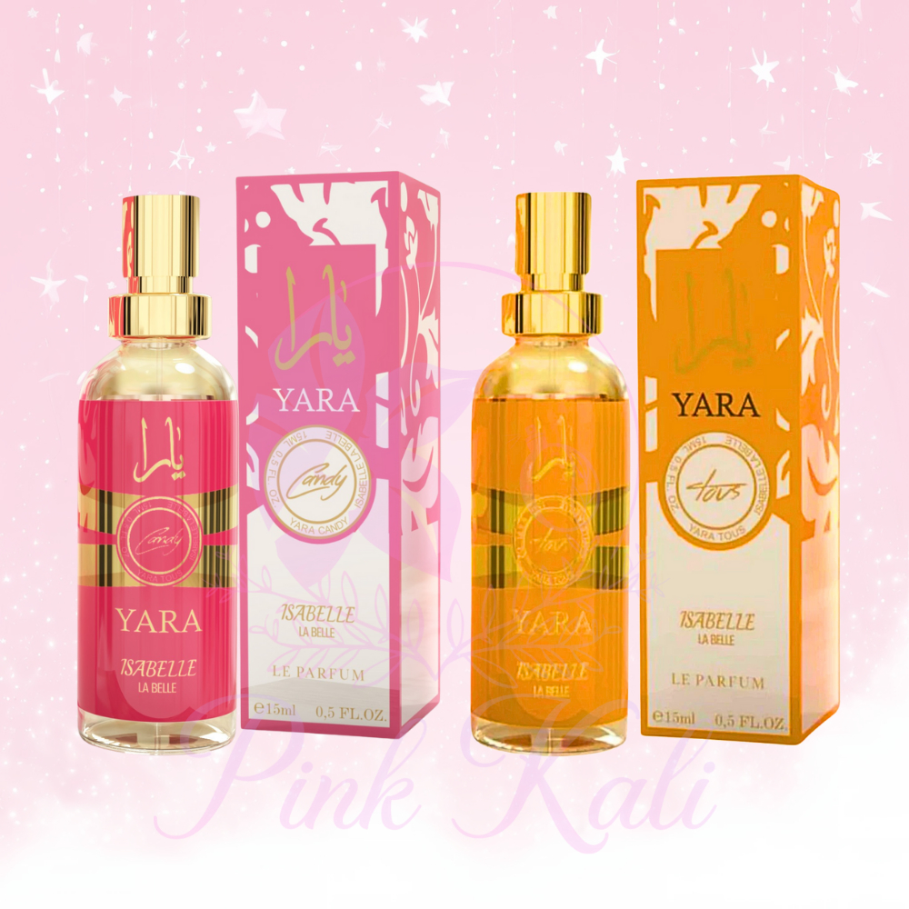 Kit (02 unidades 15ml) Yara Candy 15ml + Yara Tous 15ml Isabelle la Belle Perfume arabe feminino unissex ange
