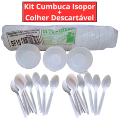 Pote Cumbuca de Isopor Fundo Térmico 300ml + Colheres Descaváveis. Garanta o seu!