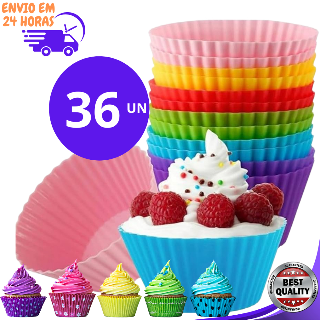 jogo 36/ 24 ou 12un Pecas Forminha De Silicone Forma Assadeira Capcake Mini Bolo Cozinha Air Fryer