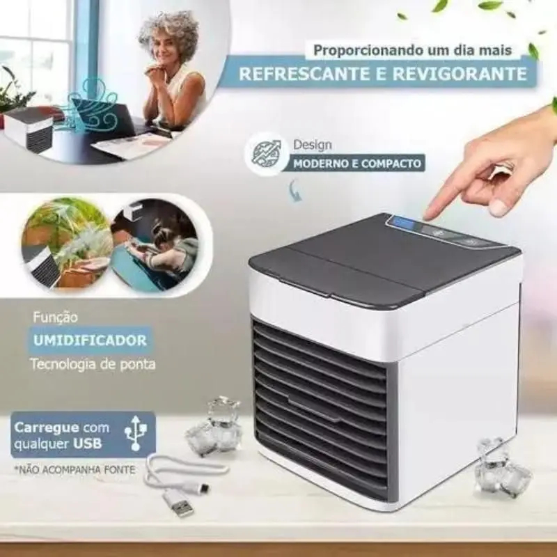 Mini Ar-Condicionado Portátil Branco 110V/220V – Ideal para Quarto e Sono de Qualidade
