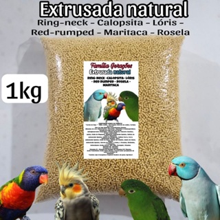Extrusada granulada Natural Ring-Neck - Calopsita - Lóris - Red Rumped - Rosela - Maritaca (1Kg) em Oferta na Shopee