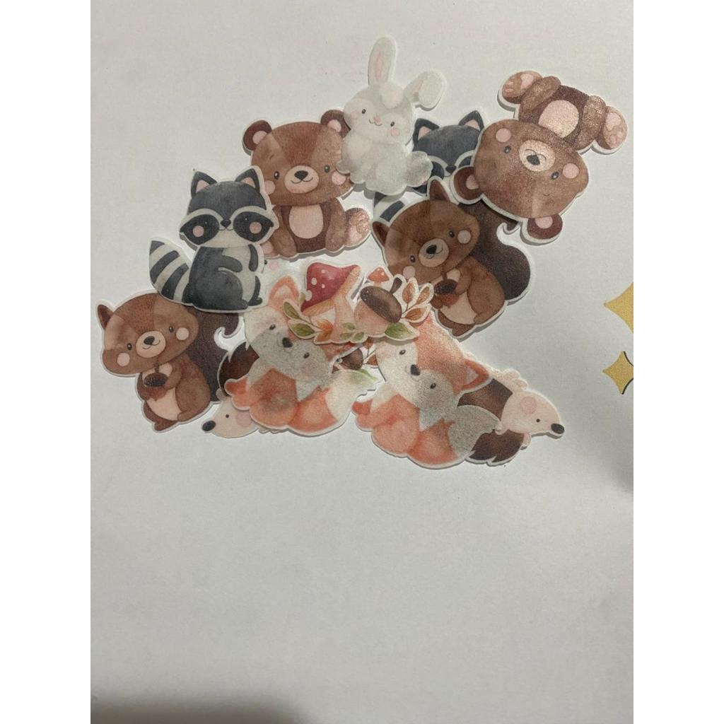Apliques comestíveis  EM papel arroz  BOSQUE ENCANTADO - animais do bosque  (CARTELA RECORTADA)