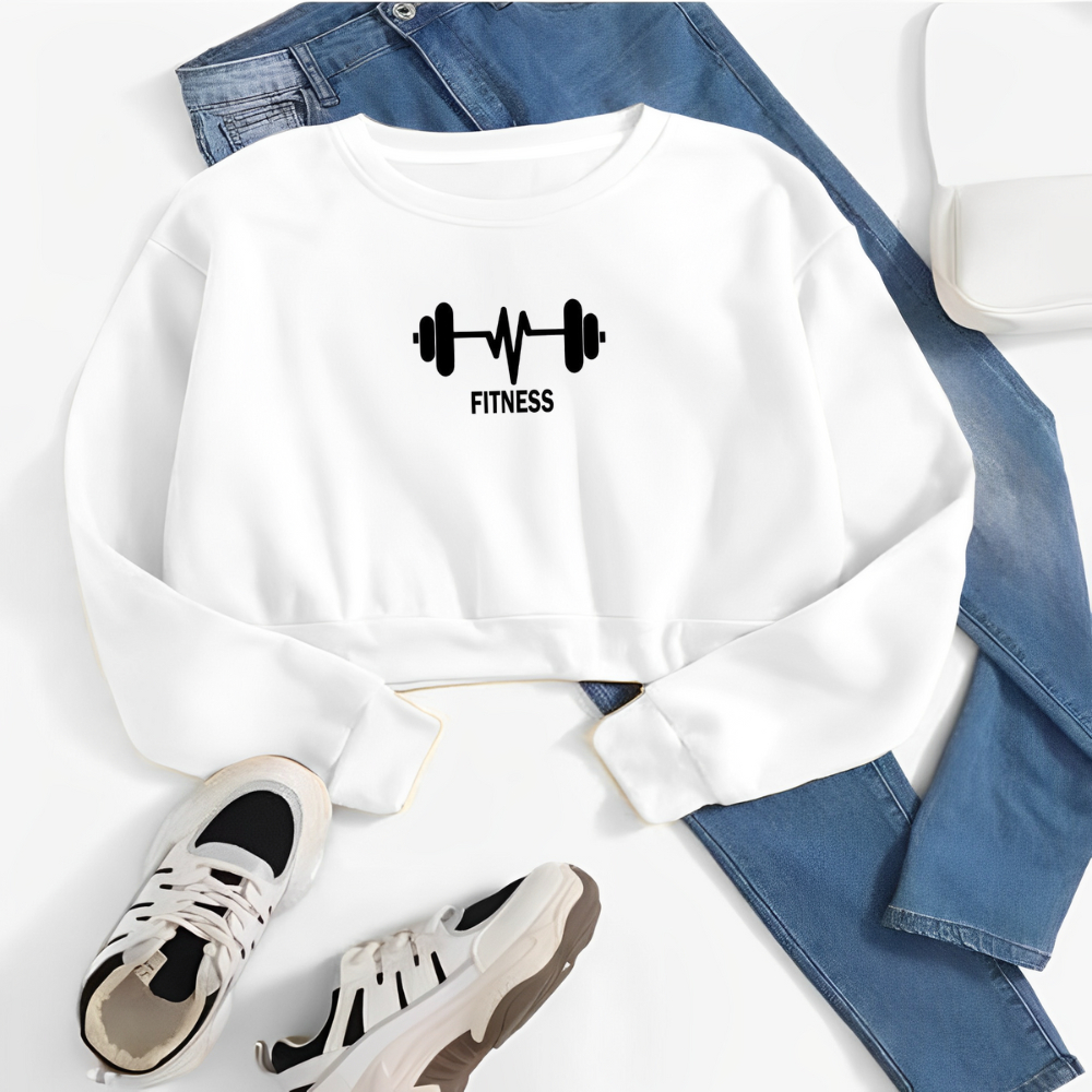 Cropped Moletom Barra Fitnes Feminino Treino Academia Com Punho Tecido Macio