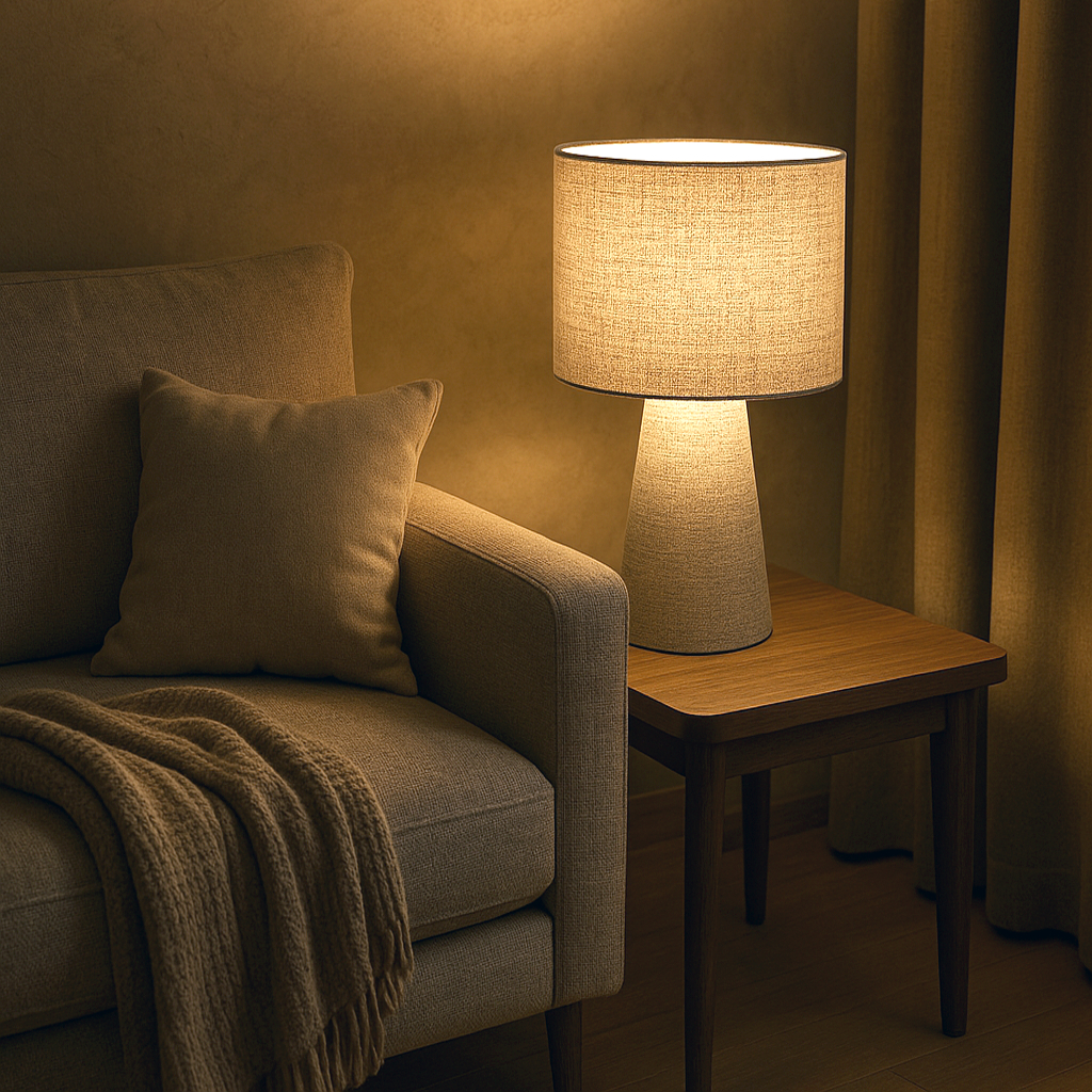 Luminária Abajur Cilíndrico de Mesa Luxo