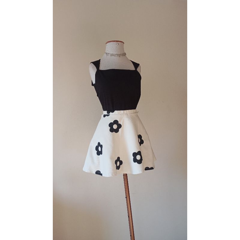 saia vintage branco floral em Oferta na Shopee