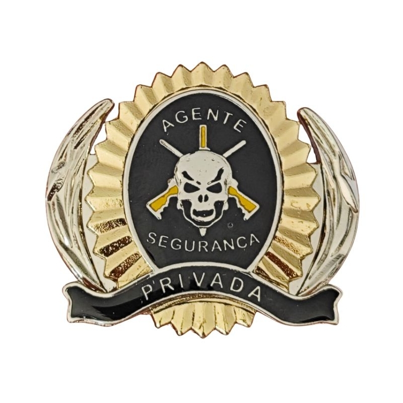 Brasão de Boina Segurança Privado Choque GM Broche Metal Ouro/dourado