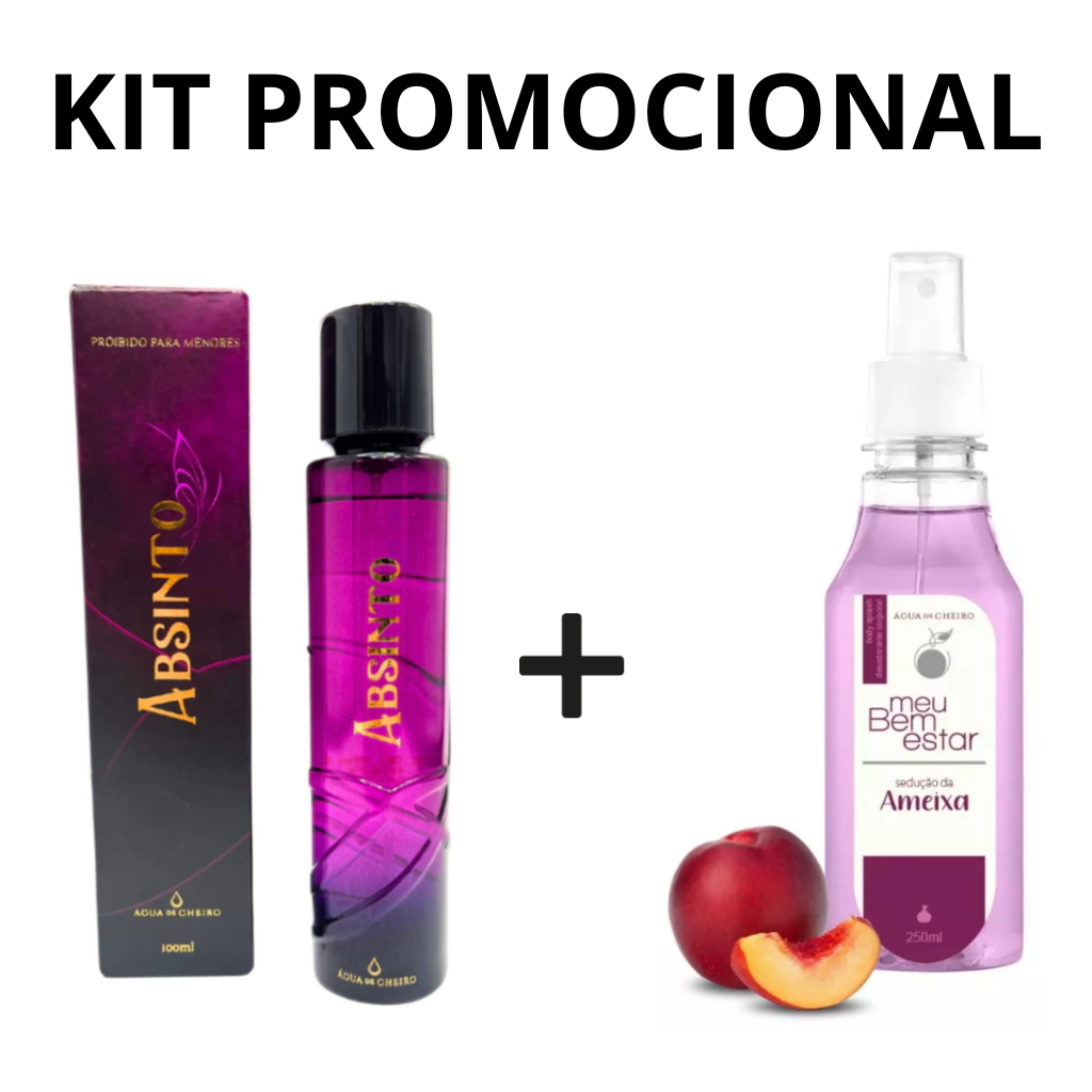 KIT PROMOCIONAL 02 UNIDADES (01 PERFUME ABSINTO FEMININO TRADICIONAL 100ML + 01 BODY SPLASH MEU BEM ESTAR SEDUÇÃO AMEIXA