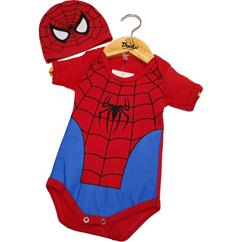Body de Bebê Homem Aranha + Touca Kit Mesversário Temático