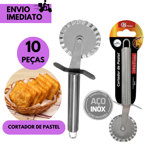 kits 10 ou 5 Cortador de Pastel Carretilha Inox Manual Massas Cozinha Prático e Durável p/ pastel