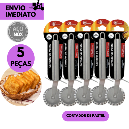 Kits 5 ou 2 Cortador de Pastel Carretilha Inox Manual Massas Cozinha Prático e Durável p Prep Pastel