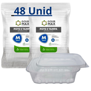Pote Descartável 500ml Retangular Freezer Microondas Marmita Fitness Empilhável Reutilizável 24 Und em Oferta na Shopee