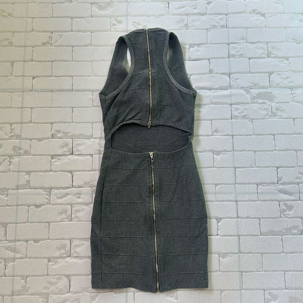 vestido tubinho cinza original planet girls, vestido cinza abertura atrás super sexy, vestido cinza (bazar, brechó)