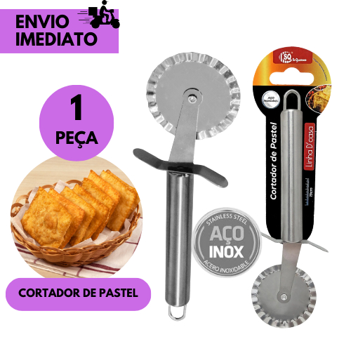 Cortador de Pastel Carretilha Inox Manual Massas Cozinha Prático e Durável p/ Preparar Pastel