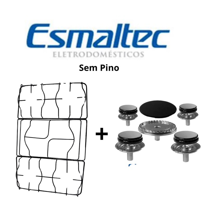 kit 3 grelhas + 5 bocas fogao esmaltec agata original peças de fogao em Oferta na Shopee