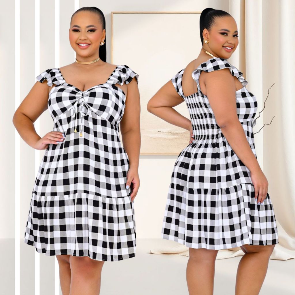 Vestido Feminino Curto Plus Size Estilo Evangélico Sofisticado Leve Charmoso Ideal para Festa
