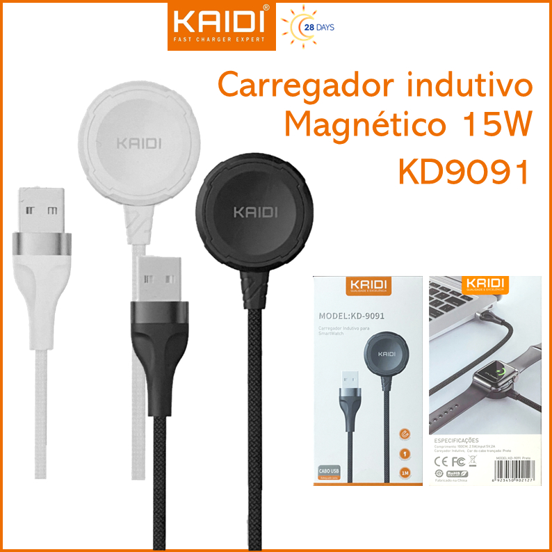 Carregador Indutivo Magnético sem fio para Smart Watch KAIDI KD-9091