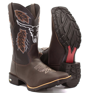 Bota Texana Masculina Country Botina Bico Quadrado Confortável de Ótima Qualidade Cano Longo Oferta Envio Imediato