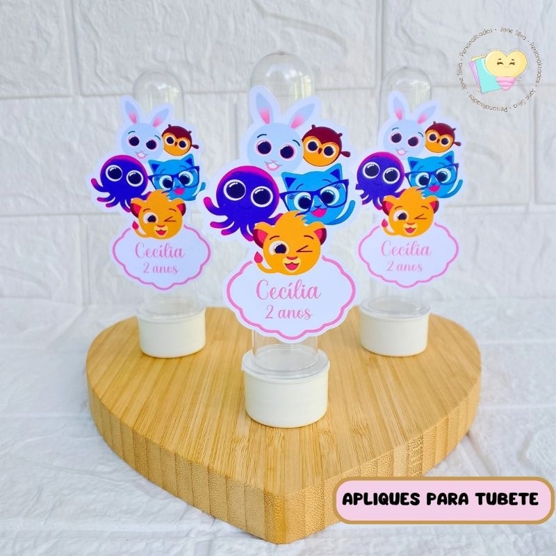 Aplique para Tubete Bolofofos Rosa - Personalizados - Lembrancinhas- Festa infantil