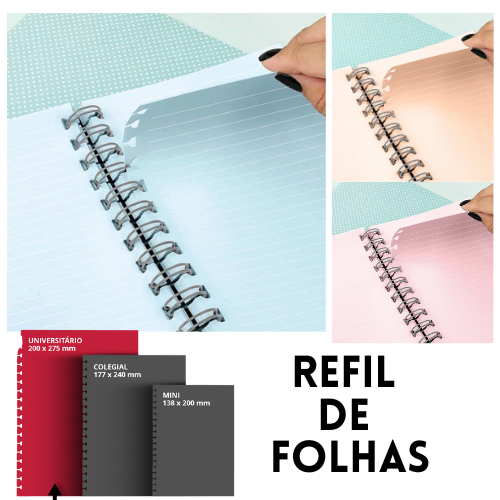 Refil de Folhas Pautadas Caderno Inteligente Universitário Refil de Folhas Universitário Pautado, A4