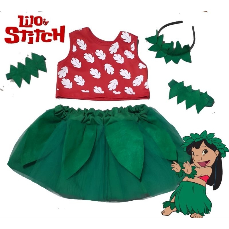 Fantasia Lilo & Stitch infantil cosplay   do 2 ao 12  anos com adereços em Oferta na Shopee