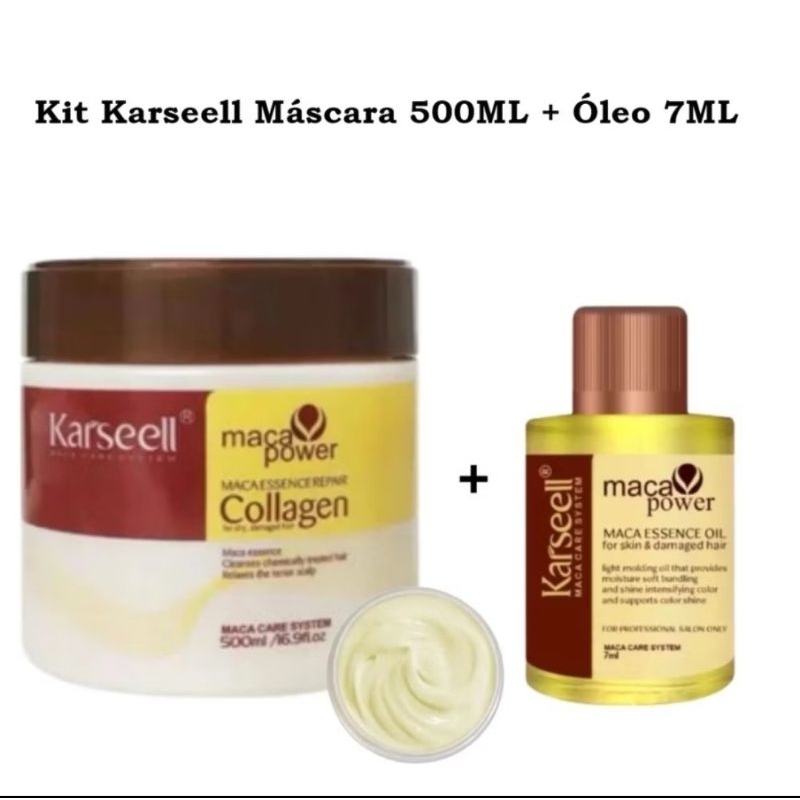 Kit Máscara Karseell Collagen 500g Óleo Karseell 7ml — R$ 16,80 em Shopee