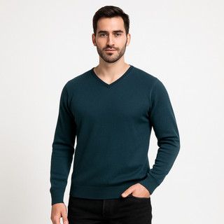Blusa Suéter Masculina em Tricot 100% Algodão Gola V Premium Blusa de Frio de Trico Masculino
