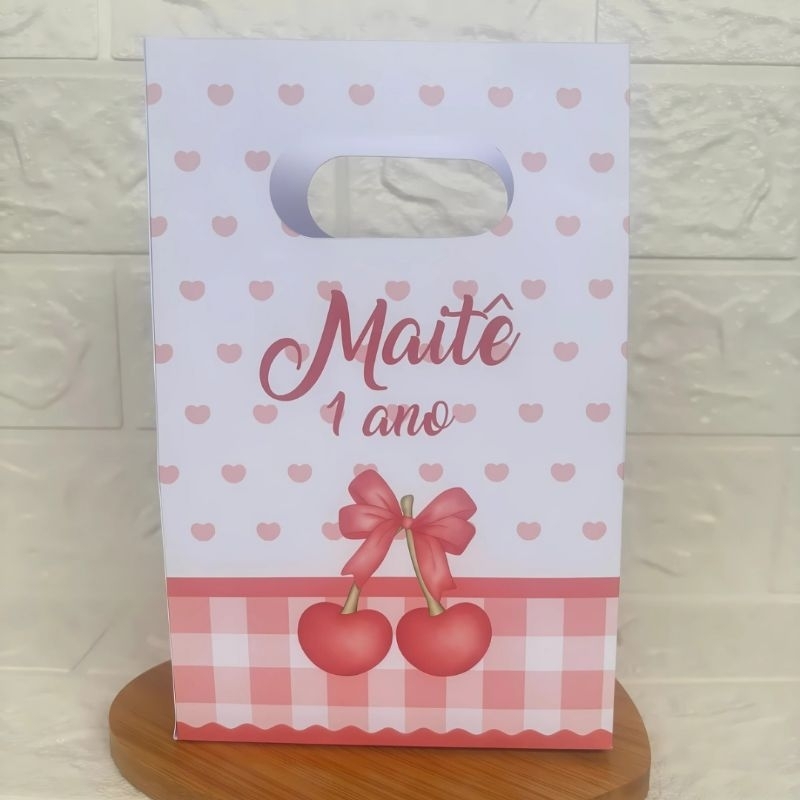 PEGUE E MONTE - Sacolinha Surpresa Personalizada Cerejinha - Festa Infantil - Aniversário – Lembrancinha