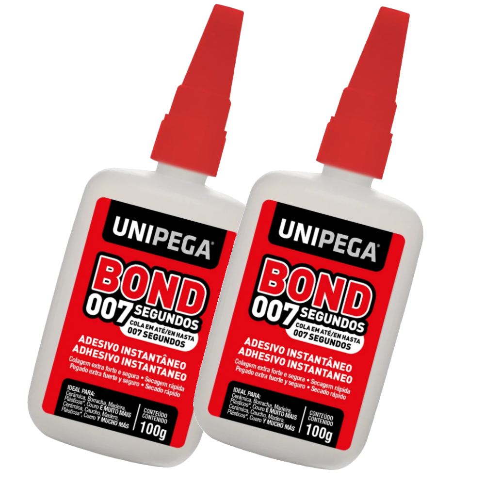 Kit 2 Colas Instantânea Super Bond 007 Unipega 100g Adesiva Secagem Rápida em Oferta na Shopee
