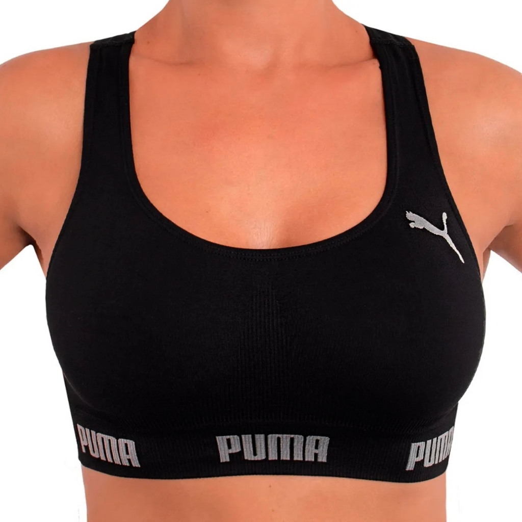 Top Puma Feminino Sem Bojo e Costura Fitness Academia Alta Sustentação Nadador Confortável Original