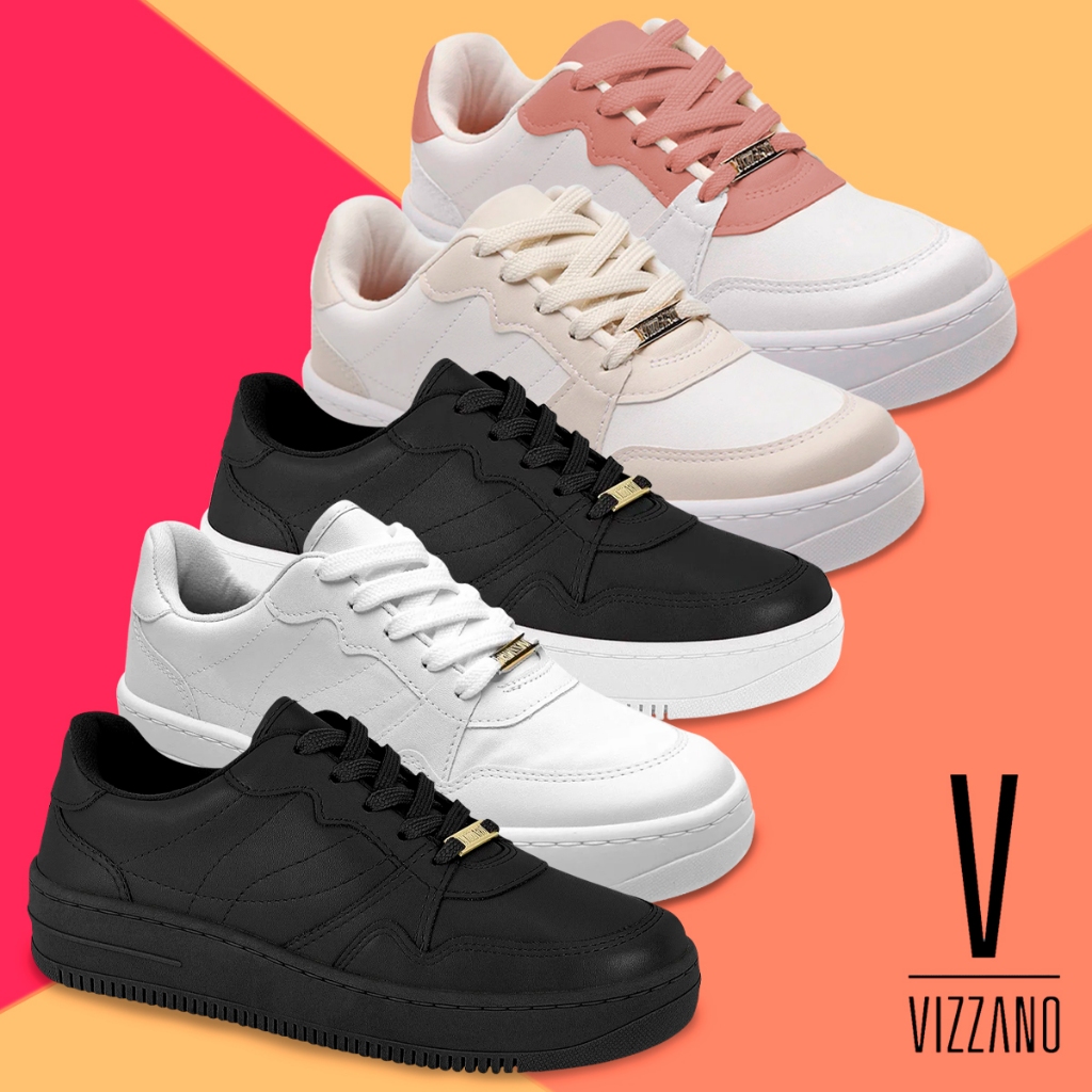 Tênis Vizzano Feminino Casual Plataforma Macia Moda Passeio Leve Ultra Conforto Flatform D...
