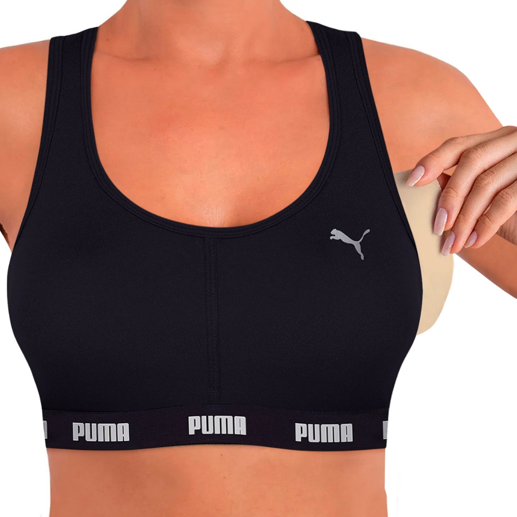 Top Puma Feminino com Bojo Removível Alta Sustentação Nadador Academia Fitness Sem Costura Original