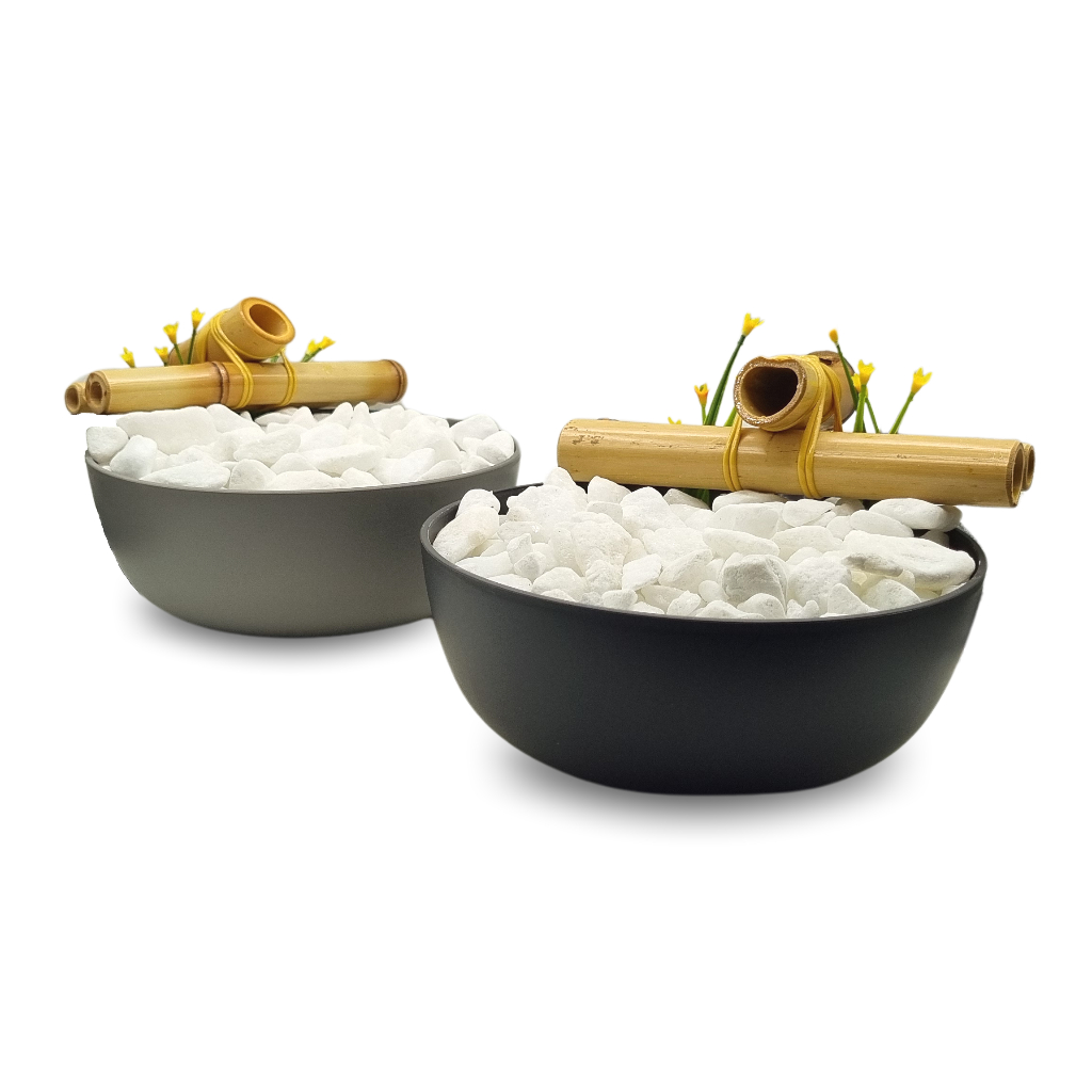 Fonte de Água Redonda Feng Shui (17cm), Boas Energias, Pronta para usar, Bambu Natural