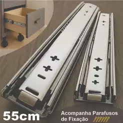4 Corrediça Gaveta Trilho Telescópica 55cm 2 Pares E Parafusos 55kg