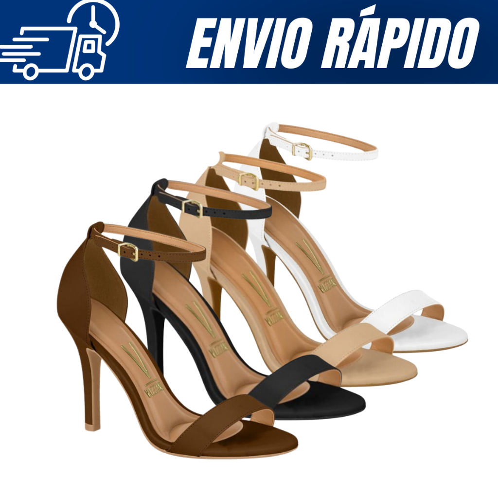 Sandália Salto Alto Fino Feminina Vizzano Original Calcanhar Fechado Elegante Confortável