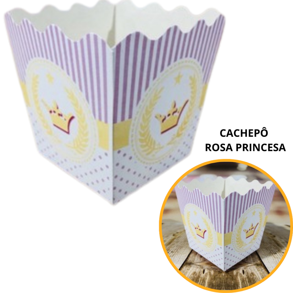 10~50 KIT CACHEPÔ 9X9X7 CM COROA ROSA PRINCESA ( TEMA FESTA ) em Oferta na Shopee