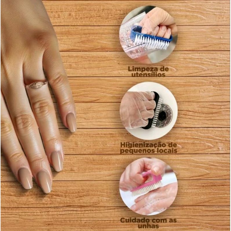 Escovas Uso Geral Limpeza De Unhas Pé e Mão Multiuso Higiene Manicure Designer Funcional — imagem 2 de 2