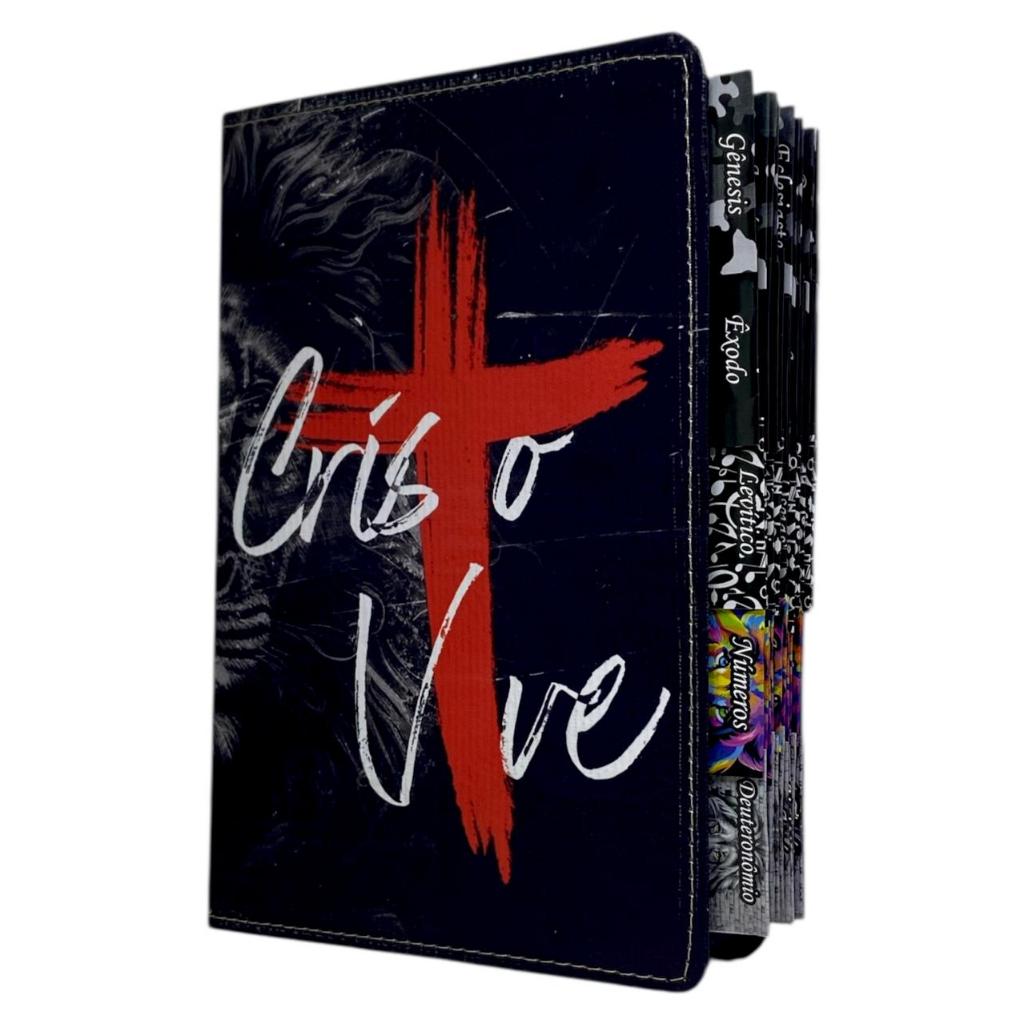 Bíblia Leão Cristo Vive Lançamento Letra Gigante Com Harpa e Abas Adesivas Índice Capa Flexível em Oferta na Shopee