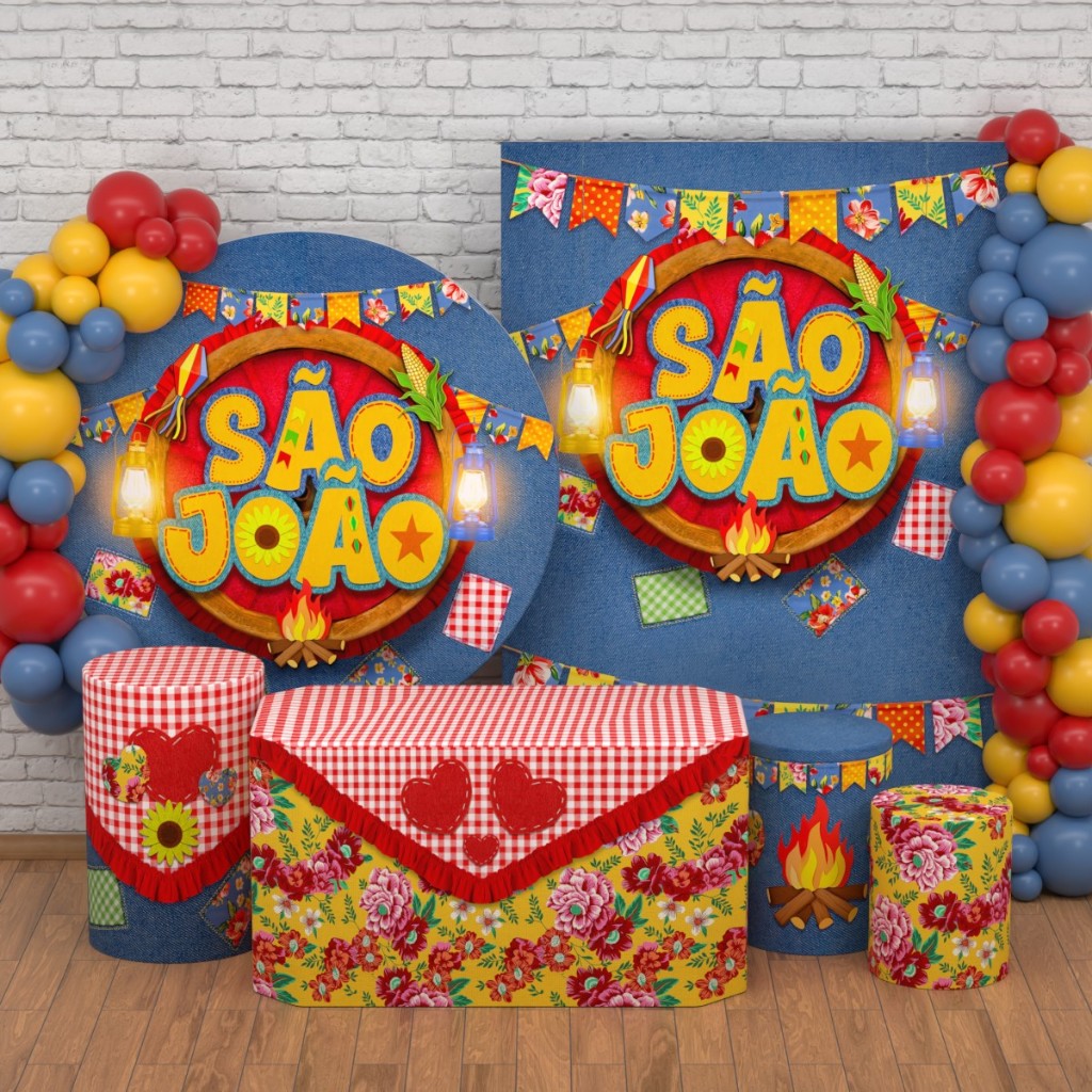 Decoração Para Festa Junina: Capas e Painéis de Festa Arraiá de São João Bandeirinha Sublimada Veste Fácil em Oferta na Shopee