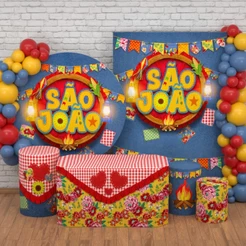 Decoração Para Festa Junina: Capas e Painéis de Festa Arraiá de São João Bandeirinha Sublimada Veste Fácil