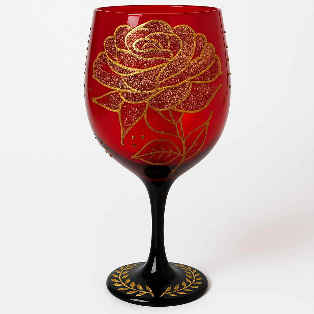 Taça Pomba Gira Preta e Rosa Vermelha Barone Cristal 490ml em Oferta na Shopee