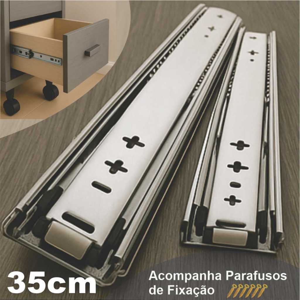 Corrediça Gaveta Trilho Telescópico 35cm Par Com Parafusos em Oferta na Shopee