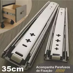 Corrediça Gaveta Trilho Telescópico 35cm Par Com Parafusos