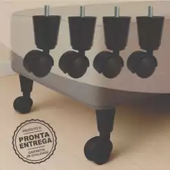 Pés de cama box ou box baú com rodinha 4 unid preto