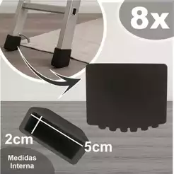 8x Ponteira Pé Borracha Sapata P/ Escada De Aluminio 20x50mm