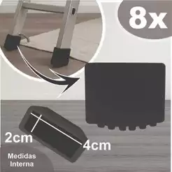 Pe Para Escada Ponteira Sapata Borracha 20x40mm Resistente 8 Pcs