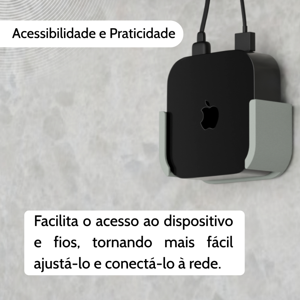 Fixação de Parede Apple TV 4G 4K - Suporte em PLA Premium